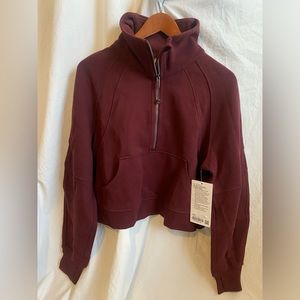 NWT Lululemon Red Merlot XS/SM Oversize Half Zip Funnel Neck Pullover LW3FJ6S
